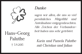 Traueranzeige von Hans-Georg Paluthe von Braunschweiger Zeitung