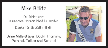 Traueranzeige von Mike Bölitz von Braunschweiger Zeitung