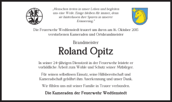 Traueranzeige von Roland Opitz von Braunschweiger Zeitung