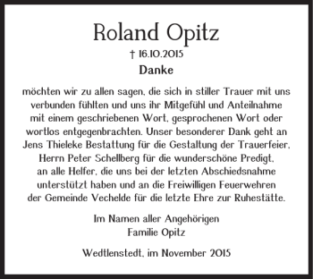 Traueranzeige von Roland Opitz von Braunschweiger Zeitung