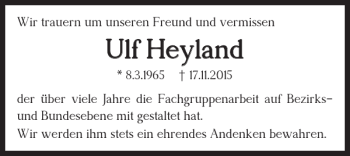Traueranzeige von Ulf Heyland von Braunschweiger Zeitung