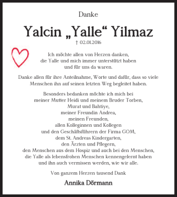 Traueranzeige von Yalcin Yalle Yilmaz von Braunschweiger Zeitung