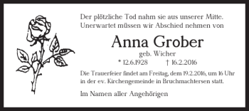 Traueranzeige von Anna Grober von Salzgitter Zeitung