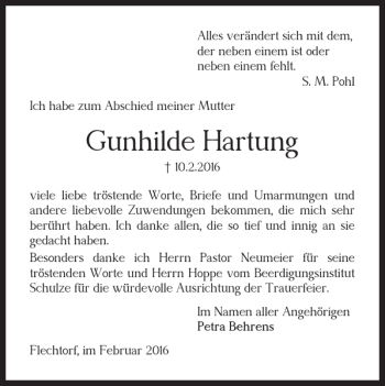 Traueranzeige von Gunhilde Hartung von Helmstedter Nachrichten