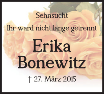 Traueranzeige von Erika Bonewitz von Braunschweiger Zeitung