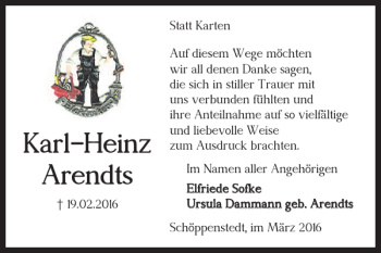 Traueranzeige von Karl-Heinz Arendts von Braunschweiger Zeitung