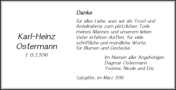 Traueranzeige von Karl-Heinz Ostermann von Salzgitter Zeitung
