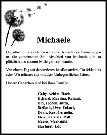 Traueranzeige von Michaele  von Braunschweiger Zeitung