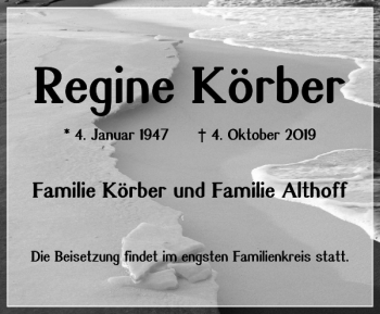 Traueranzeige von Regine Körber von Braunschweiger Zeitung