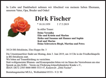 Traueranzeige von Dirk Fischer von Braunschweiger Zeitung
