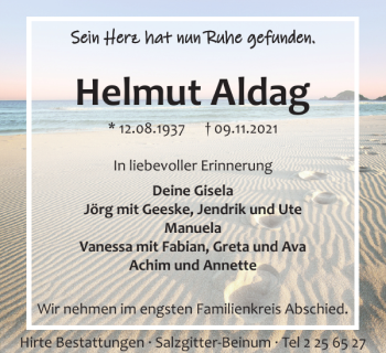 Traueranzeige von Helmut Aldag von Salzgitter Zeitung