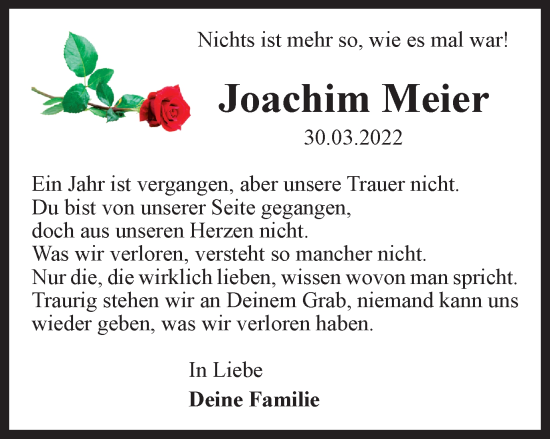 Traueranzeige von Joachim Meier von Braunschweiger Zeitung