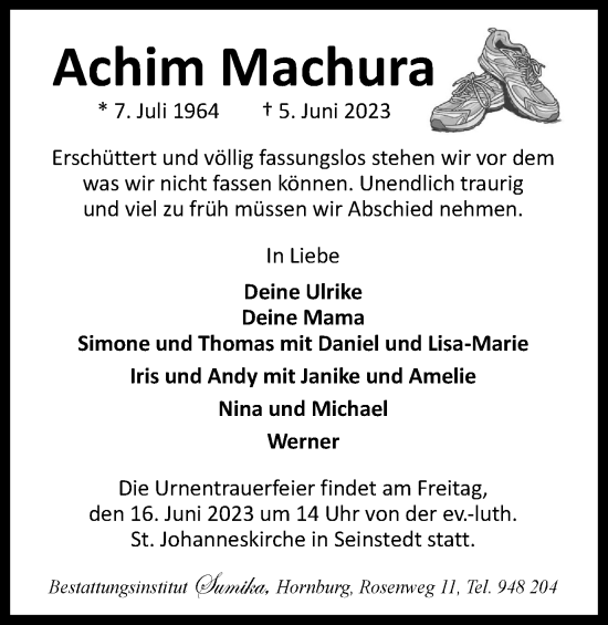 Traueranzeige von Achim Machura von Braunschweiger Zeitung