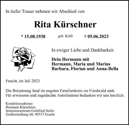 Traueranzeige von Rita Kürschner von Salzgitter-Zeitung