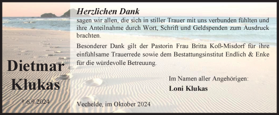 Traueranzeige von Dietmar Klukas von Peiner Nachrichten