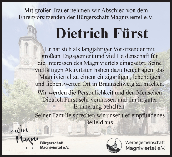 Traueranzeige von Dietrich Fürst von Braunschweiger Zeitung