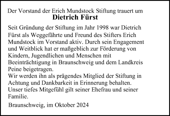 Traueranzeige von Dietrich Fürst von Braunschweiger Zeitung