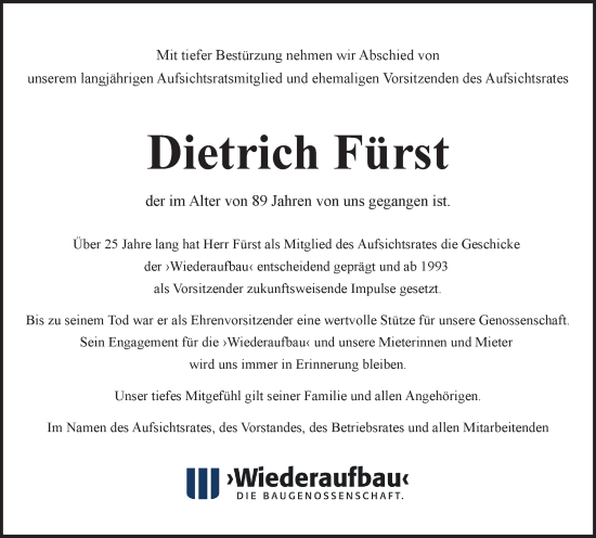 Traueranzeige von Dietrich Fürst von Braunschweiger Zeitung