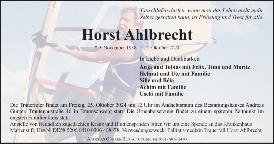Traueranzeige von Horst Ahlbrecht von Braunschweiger Zeitung
