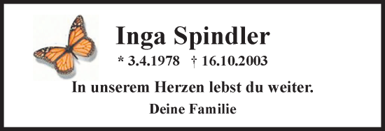 Traueranzeige von Inga Spindler von Helmstedter Nachrichten