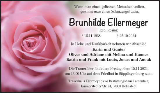 Traueranzeige von Brunhilde Ellermeyer 