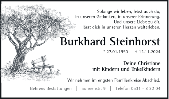 Traueranzeige von Burkhard Steinhorst 