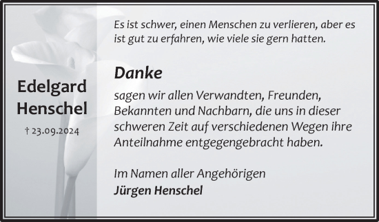 Traueranzeige von Edelgard Henschel von Salzgitter-Zeitung