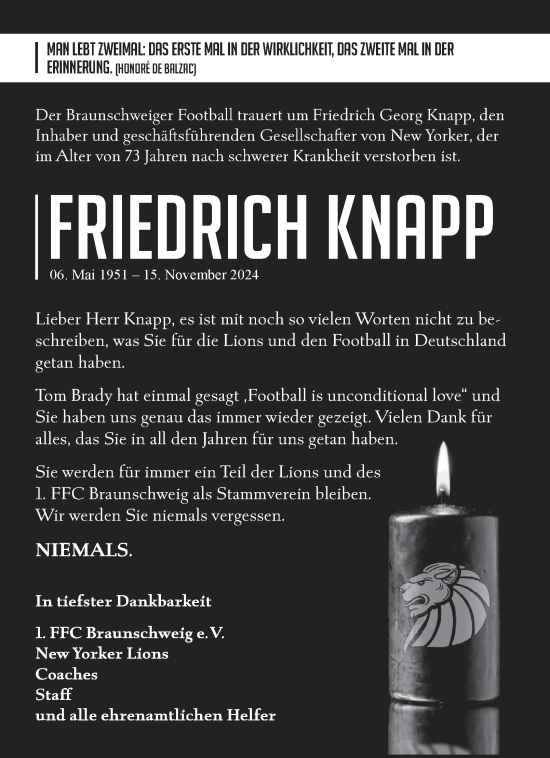Traueranzeige von Friedrich Knapp 