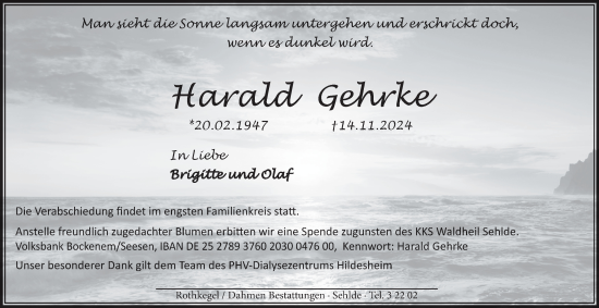 Traueranzeige von Harald Gehrke von Salzgitter-Zeitung