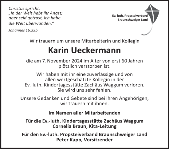 Traueranzeige von Karin Ueckermann 