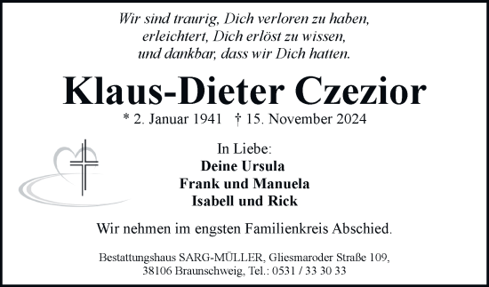 Traueranzeige von Klaus-Dieter Czezior 