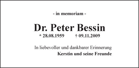 Traueranzeige von Peter Bessin 