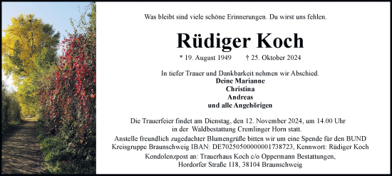 Traueranzeige von Rüdiger Koch 
