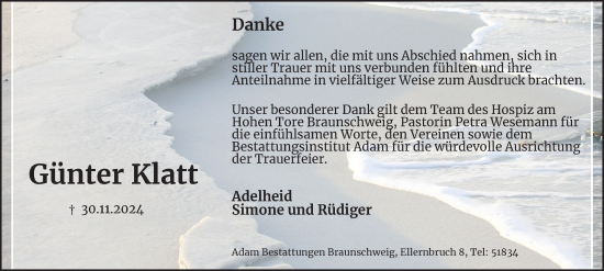 Traueranzeige von Günter Klatt 