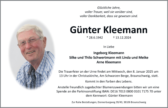 Traueranzeige von Günter Kleemann 