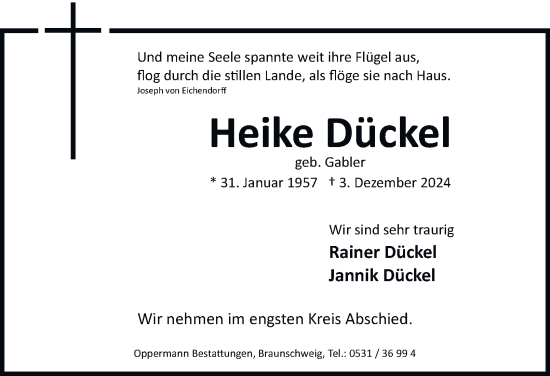 Traueranzeige von Heike Dückel 