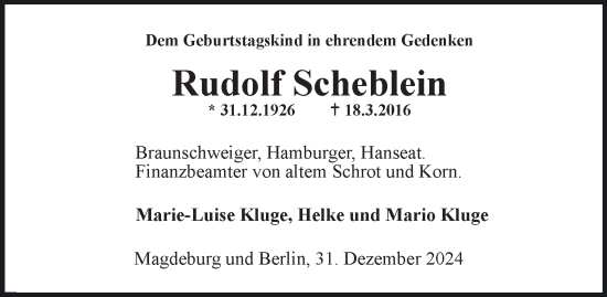 Traueranzeige von Rudolf Scheblein 