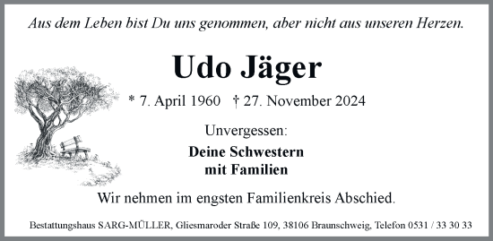 Traueranzeige von Udo Jäger 