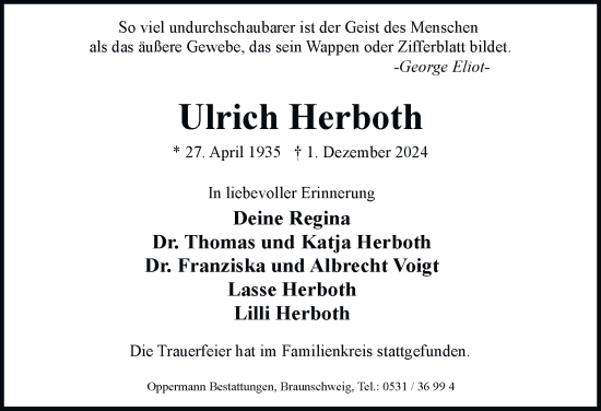 Traueranzeige von Ulrich Herboth 