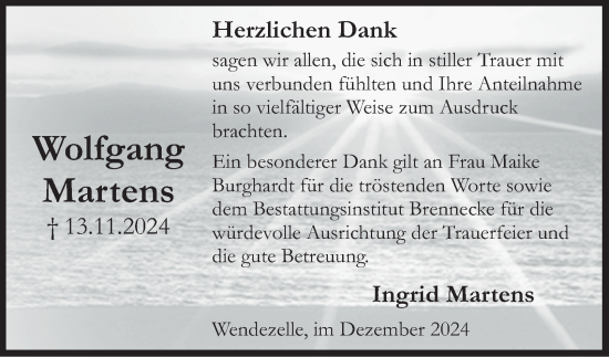 Traueranzeige von Wolfgang Martens von Peiner Nachrichten