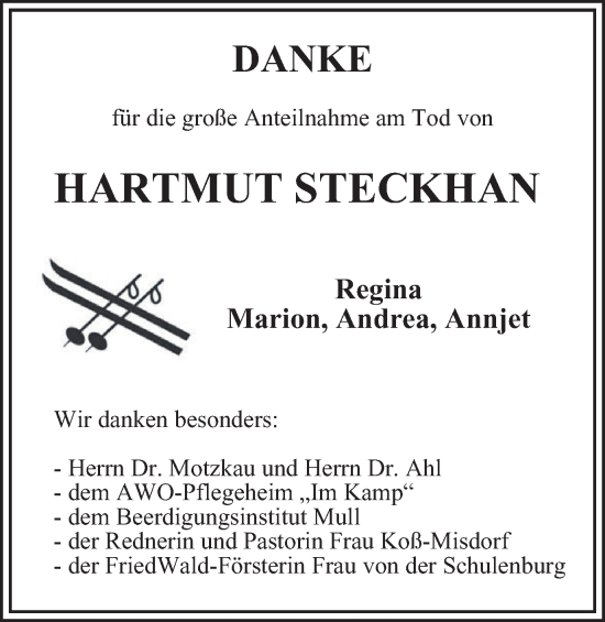 Traueranzeige von Hartmut Steckhan von Wolfenbütteler Zeitung