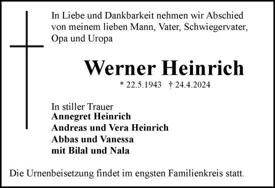 Traueranzeige von Werner Heinrich von Wolfsburger Nachrichten