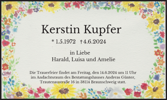 Traueranzeige von Kerstin Kupfer von Braunschweiger Zeitung