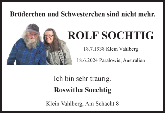 Traueranzeige von Rolf Soechtig von Wolfenbütteler Zeitung