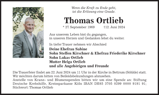 Traueranzeige von Thomas Ortlieb von Braunschweiger Zeitung