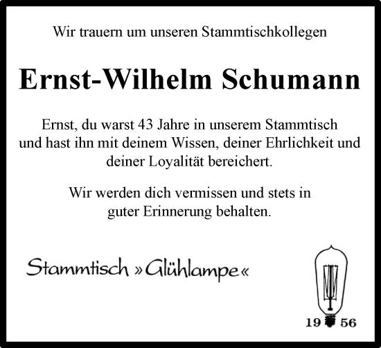 Traueranzeige von Ernst-Wilhelm Schumann von Braunschweiger Zeitung