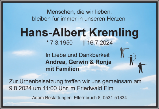 Traueranzeige von Hans-Albert Kremling von Braunschweiger Zeitung