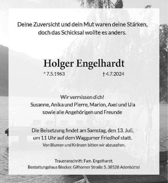 Traueranzeige von Holger Engelhardt von Braunschweiger Zeitung