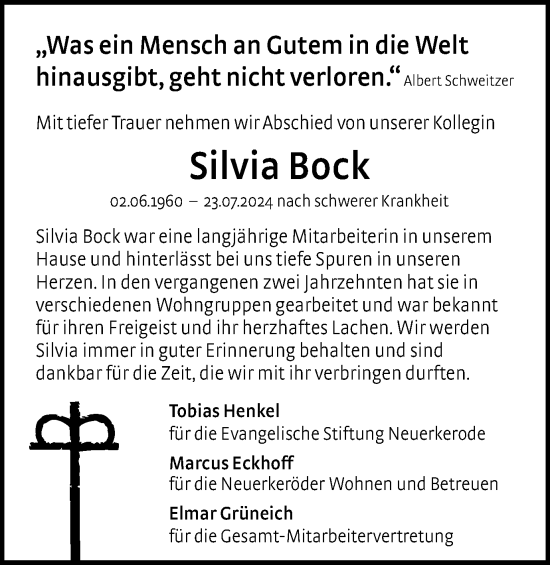 Traueranzeige von Silvia Bock von Braunschweiger Zeitung