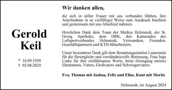 Traueranzeige von Gerold Keil von Helmstedter Nachrichten